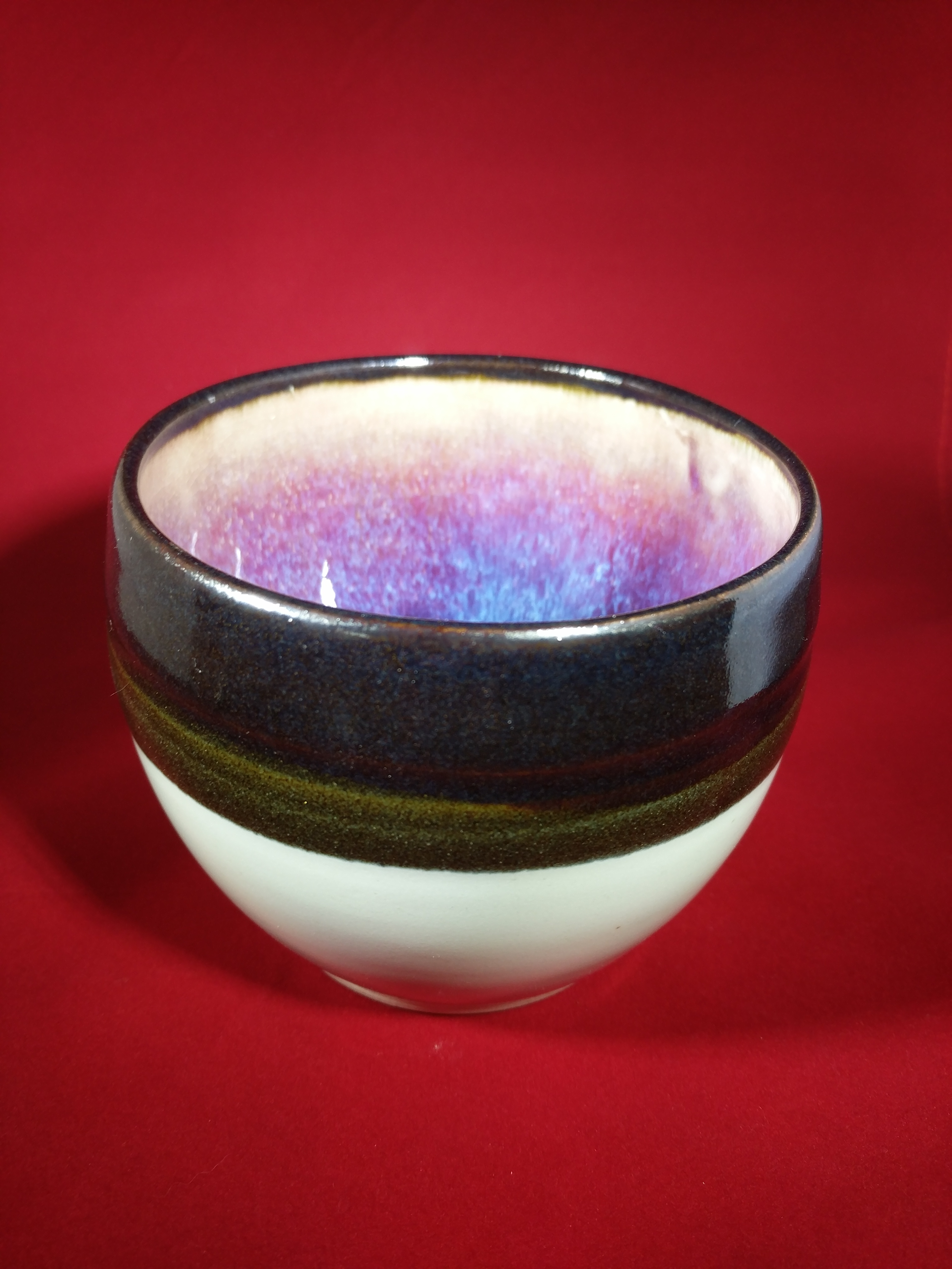 Black and White rice bowl with opal glaze interior